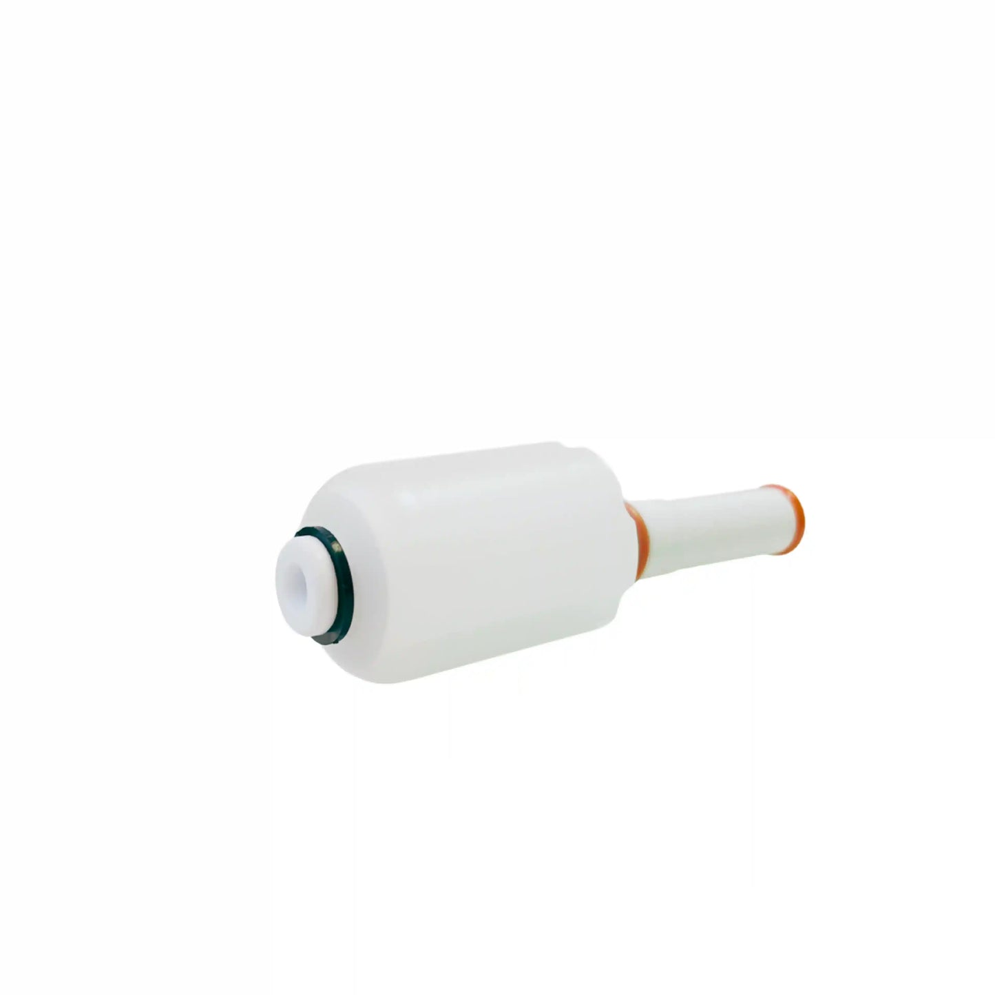 Cylindrical white PTFE piston with red O-ring seals at both ends, featuring a smooth surface finish and precision-engineered design for laboratory reactor vessels.